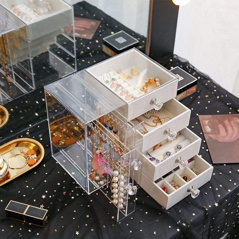 صندوق منظم المجوهرات الأكريليك الفاخر